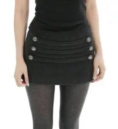 SHEIN グレー タイトスカート ミニスカート　ボタン　装飾　英国風　y2k