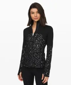完売品 lululemon ジャケット 黒 総柄 フルジップ サイズ4 美品のサムネイル