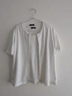 ホワイト ボタン付きシャツ タンクトップ セット