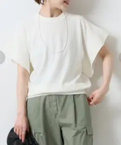 Spick & Span COOLフレアフレンチスリーブプルオーバー ホワイト