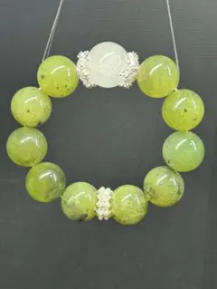 T*O様 【パンダの工房】天然石パワーストーン白ガーデン＋蛇紋石デザインブレスレ