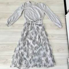 MISCH MASCH グレー レース付きロングワンピース 長袖