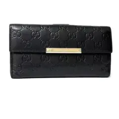 GUCCI グッチ　長財布　メタルロゴ　グッチシマ　ブラック　GG Wホックのサムネイル