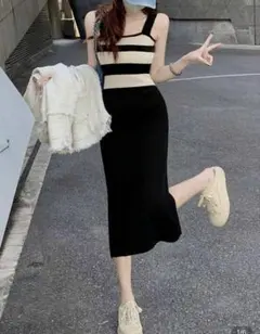 【1度使用】ニットワンピースL