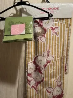 浴衣・帯セット 花柄 緑色