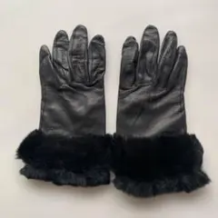 クロエ　Chloe レディース　レザーグローブ　ファー付き　ブラック　黒革手袋