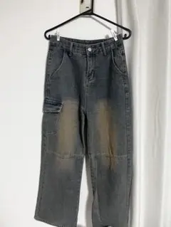 ヴィンテージ加工 カーゴデニムパンツ グレー Lのサムネイル