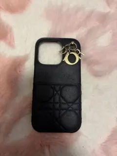 Christian Dior ブラックレザーケース iPhone14Pro