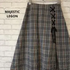 MAJESTIC LEGON チェック柄 フレアスカート ウエスト後ろゴム S