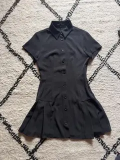ZARA ミニワンピース　シャツワンピース　黒　XS プリーツのサムネイル