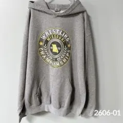 ギルダン ビッグパーカー フード 両面プリント ＸＬ 灰 綿混 お出かけのサムネイル