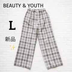 定価14850円 BEAUTY&YOUTH 麻68% L チェックパンツ　新品
