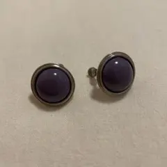 パープルイヤリング　ラウンド型　平成レトロ　ヴィンテージ