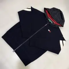 TOMMY HILFIGER GOLFフード付きニットジャケットS 身頃裏地付き