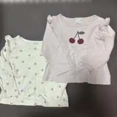 プティマイン　チェリー柄Tシャツ2枚セット　90