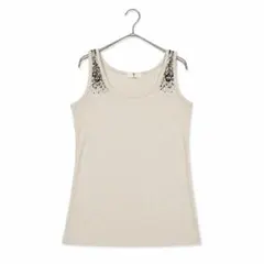 719◎,ビジュー付タンクトップ ベージュのサムネイル