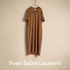 美品 YSL サマーニットワンピース 半袖 L ブラウンのサムネイル