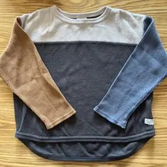 キッズ 長袖カットソー ワッフル素材 クレイジーパターン