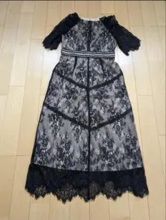 Dorry Doll ブラック ショルダーギャザーラッセルレースワンピース