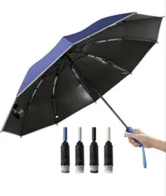 【逆折り式10本骨】折りたたみ傘 ワンタッチ自動開閉 新品　ブルー