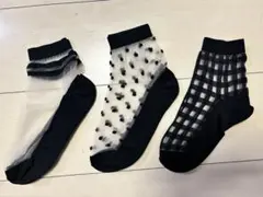 シースルーソックス 3足セット ドット チェックのサムネイル