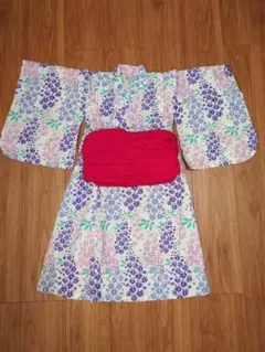 浴衣　プティマイン　110cm　紫　ピンク　赤