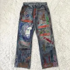 archive PRPS 紫製品 ペイント デニムパンツ グランジ 入手困難