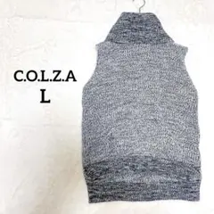 【コルザ】ニット　タートルネック　グレー　Ⅼサイズ　ノースリーブ