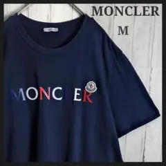 【希少XL】 モンクレール ダブルワッペン Tシャツ ネイビー XL QR確認済 希少XL】 モンクレール ダブルワッペン Tシャツ ネイビー XL QR確認済