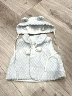 フード付きベビーベスト　ライトブルー　赤ちゃんの城
