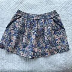 CEPO⭐︎綿麻素材⭐︎花柄ミニキュロット❤️ネイビー×ピンクとブルーの花柄のサムネイル