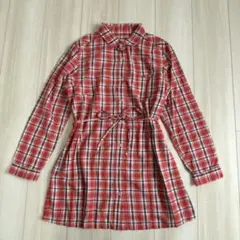 クロコダイル チェックシャツ ブラウス チュニック チェック M ベトナム 長袖