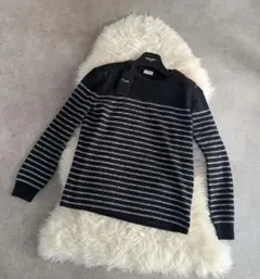新品　2019AW　サンローラン　シルバーメタリック　ボーダー　ニットのサムネイル