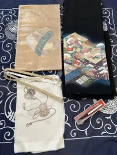 京友禅作家 松井青々 留袖 浜ちりめん 帯　帯揚げ　帯締め　末広　フルセット５点
