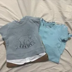 【ミキハウス・petit main】 80ロンパース２枚セット