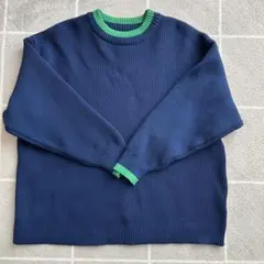 ハグユー　長袖ニットセーター 青 緑