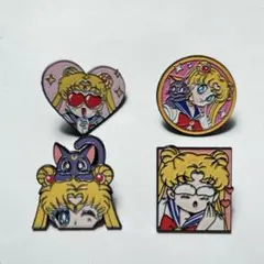 【4点セット】セーラームーン ピンバッジ ブローチ ルナ エナメルピンのサムネイル
