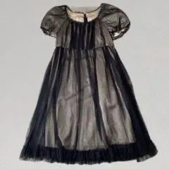 ドット チュール パーティードレス お呼ばれドレス ワンピース 黒