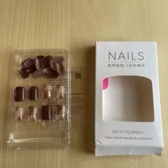 DIY ネイルチップ 24個入り ブラウン・ピンク系