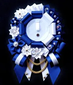 痛ロゼット　白✕青色の和風ロゼット　青担当　推し活グッズ　推しロゼット