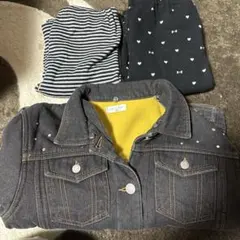 ビーズ付きダークグレー デニムジャケット