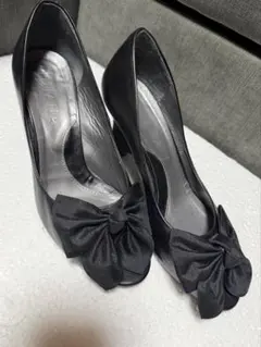 数時間着用　DIANA ダイアナ　リボン　オープントゥ　ウェッジソール　23.0