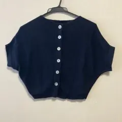 nano universe ネイビー 半袖カーディガン