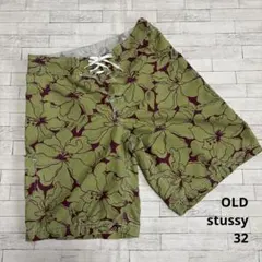 90s Old Stussy ハイビスカス柄 スイムショーツ 32 USA製のサムネイル