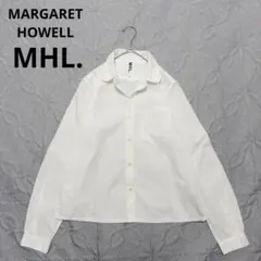 美品 マーガレットハウエル MHL. 丸襟 コットン 長袖ブラウス シャツ L