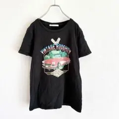 A820 aqua leaf ヴィンテージプリント　半袖　Tシャツ　ブラックのサムネイル