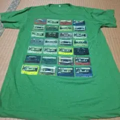 カセットテーププリント グリーン Tシャツ M