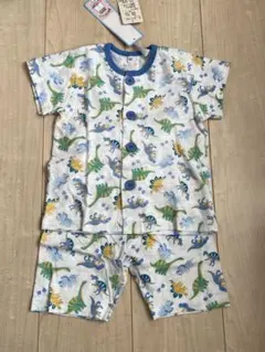くろわっさんすべべ　恐竜柄 半袖ベビーパジャマ 80cm 上下セット