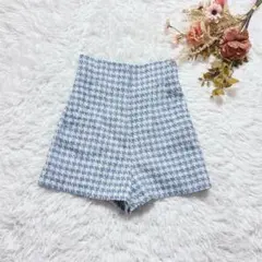 ZARA ザラ ハイウエストショートパンツ ツイード チェック柄 ギャル