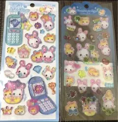 m*u様 平成はっぴーフォン フワフワらびちゃん 2点セット 立体シール